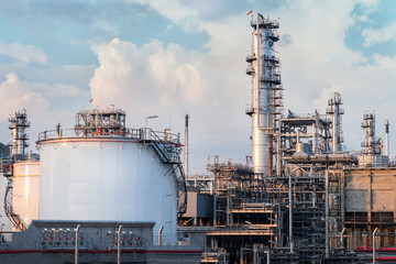 Oil Refinery factory in the morning , petrochemical plant , Petroleum..