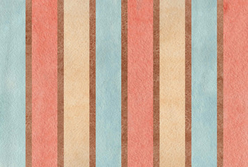 Fototapeta premium Watercolor brown, pink, beige and blue striped background.