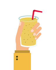 juice glass drinking straw drink beverage fresh icon. Flat and isolated design. Vector illustration