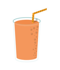 juice glass drinking straw drink beverage fresh icon. Flat and isolated design. Vector illustration