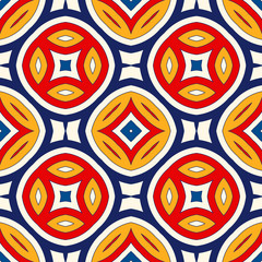 Seamless pattern with symmetric geometric ornament. Bright abstract background.