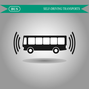 Self driving bus concept icon