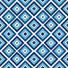 Seamless pattern with symmetric geometric ornament. Blue abstract background.