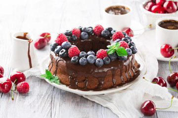 Chocolate cake with summer berries
