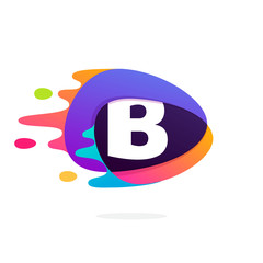 Letter B logo in triangle intersection icon with fast speed line