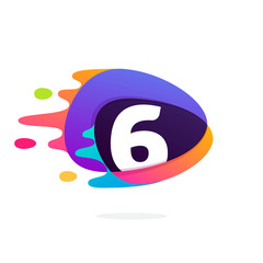 Number six logo in triangle intersection icon 