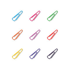 Set of multicolored paper clips, vector illustration.
