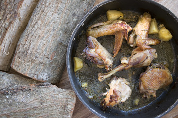 free-range grouse in pan