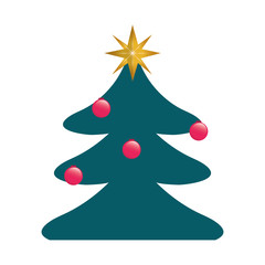 pine tree merry christmas decoration celebration icon. Flat and isolated design. Vector illustration