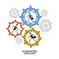 avatar businessman gear teamwork support collaborative unity icon. flat design. Vector illustration