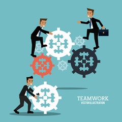 avatar businessman gear teamwork support collaborative unity icon. flat design. Vector illustration