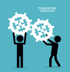 pictogram gear teamwork support collaborative unity icon. flat design. Vector illustration
