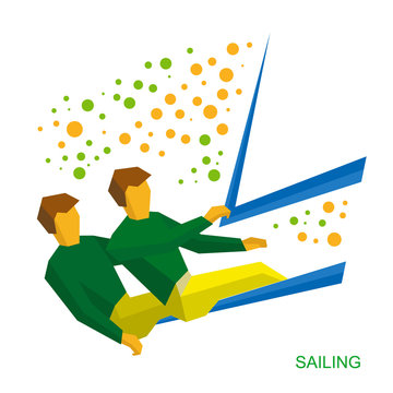 Physically disabled sailors. Flat sport  icon.