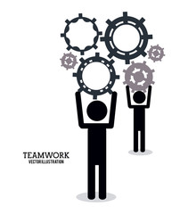 pictogram gear teamwork support collaborative unity icon. flat design. Vector illustration