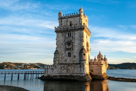 Tower of Belem in the Golden Hour in Lisbon Portugal