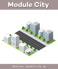 High-speed highway in 3D big city business quarter of the city
