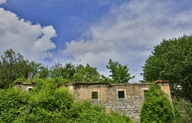 A derelict farming building in the historic village of Jelovice in Primorje-Gorski Kotar County in...