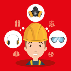 man worker equipment protection vector illustration design