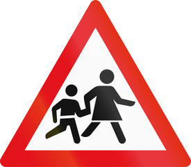 Road sign used in the African country of Botswana - Children