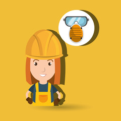 woman worker mask smog vector illustration design eps 10