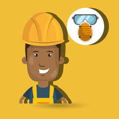 man worker mask smog vector illustration design eps 10