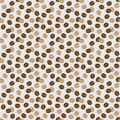 seamless pattern - beige and brown coffee beans