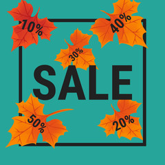 Fall sale . Seasonal sale banner design with fall leaves