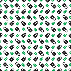 Naklejka premium seamless pattern - green and black padlocks