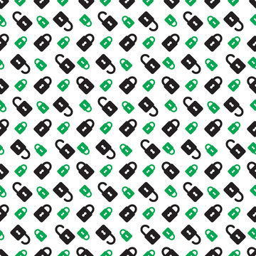 seamless pattern - green and black padlocks