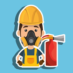 man mask extinguisher icon vector illustration eps 10