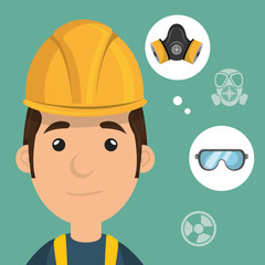 man worker equipment protection vector illustration design