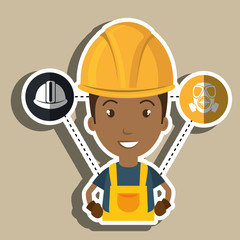 man worker helmet gloves vector illustration design