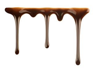 chocolate falling from above isolated on white background