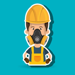 man worker mask gas vector illustration design