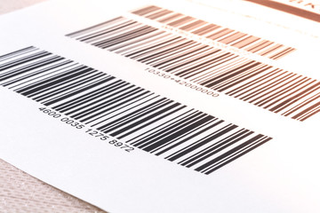 Closeup barcode tag with numbering