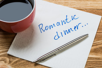 Romantic message written on napkin
