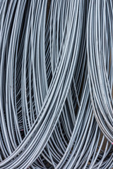 Pile of iron wires. The metal materials for construction works.