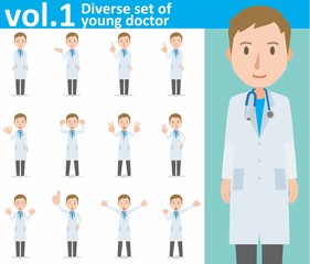 Diverse set of young doctor on white background , EPS10 vector format vol.1