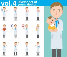Diverse set of young doctor on white background , EPS10 vector format vol.4