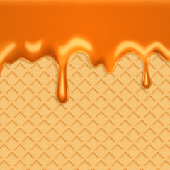 Waffles with caramel