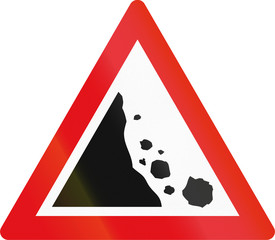 Road sign used in the African country of Botswana - Falling rocks