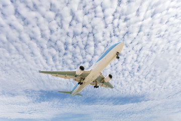 Fototapeta na wymiar Airplane in the sky Good weather day background.