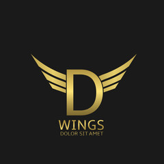 Wings D letter logo