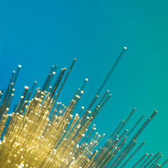 optical fibres dinamic flying from deep on technology background