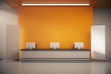 Orange reception desk