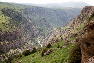 Fototapeta na wymiar Aksu River Canyon, Aksu-Jabagly natural reserve in Alatau mountains, Central Asia, Kazakhstan 