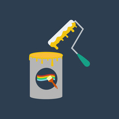 Paint can and roller illustration