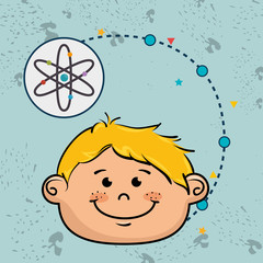 boy cartoon atom icon vector illustration design