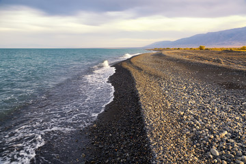 Fototapeta na wymiar The southern shore of Lake Alakol, Kazakhstan