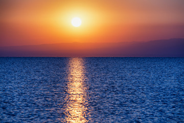 Sunrise on Alakol lake in Kazakhstan